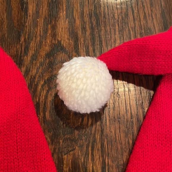 Set of 2 Red Knit Santa Hats with Blue Snowflakes. - Picture 3 of 4